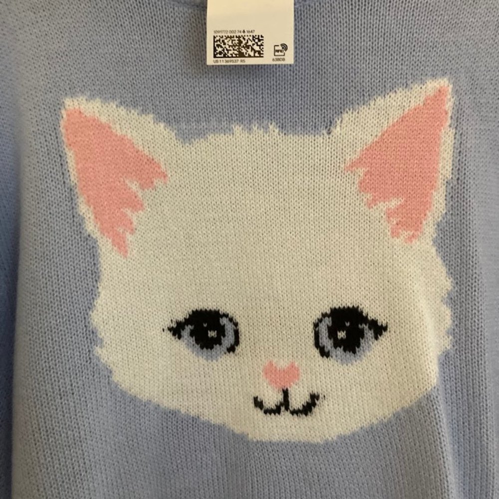 Jacquard-knit Sweater - KITTEN SWEATER - KAWAIICORE